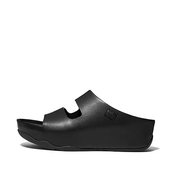 FitFlop SHUV Two-Bar Cuir Claquette Noir | 44276247