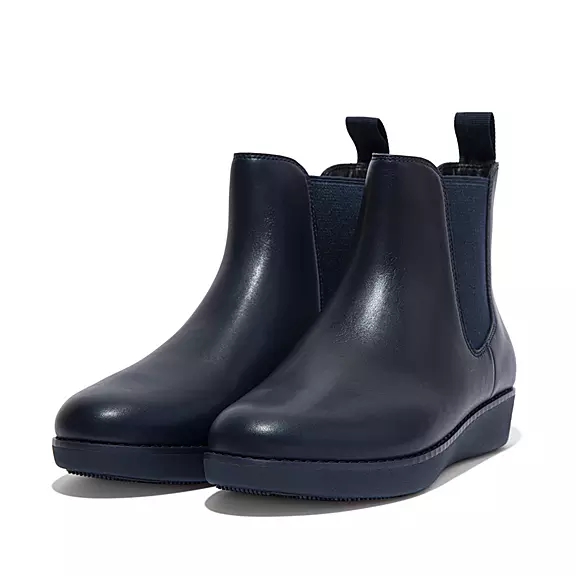 FitFlop SUMI Waterdichte Cuir Bottines Chelsea Bleu Marine | 90286796
