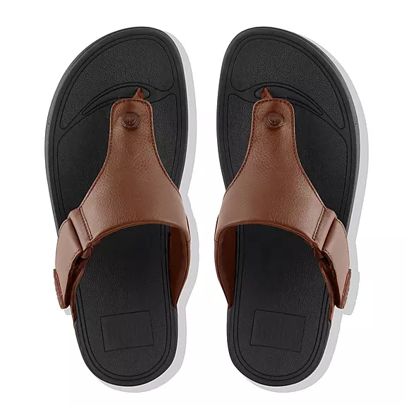 FitFlop TRAKK II Cuir Sandales Toe-Post Marron Foncé | 35083897