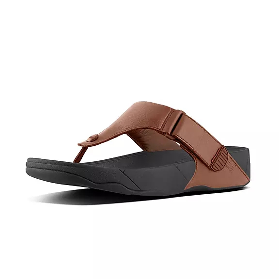 FitFlop TRAKK II Cuir Sandales Toe-Post Marron Foncé | 35083897
