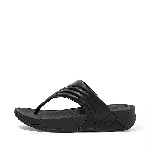 FitFlop WALKSTAR Cuir Sandales Toe-Post Noir | 22528824