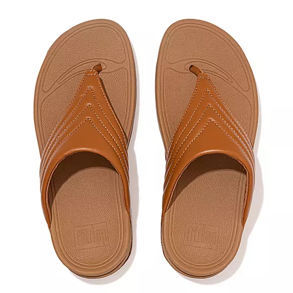 FitFlop WALKSTAR Cuir Sandales Toe-Post Marron Clair | 75090370