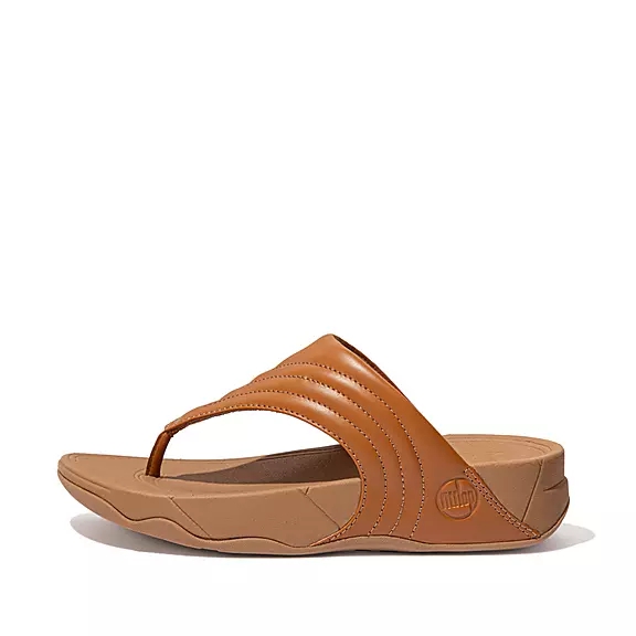 FitFlop WALKSTAR Cuir Sandales Toe-Post Marron Clair | 75090370